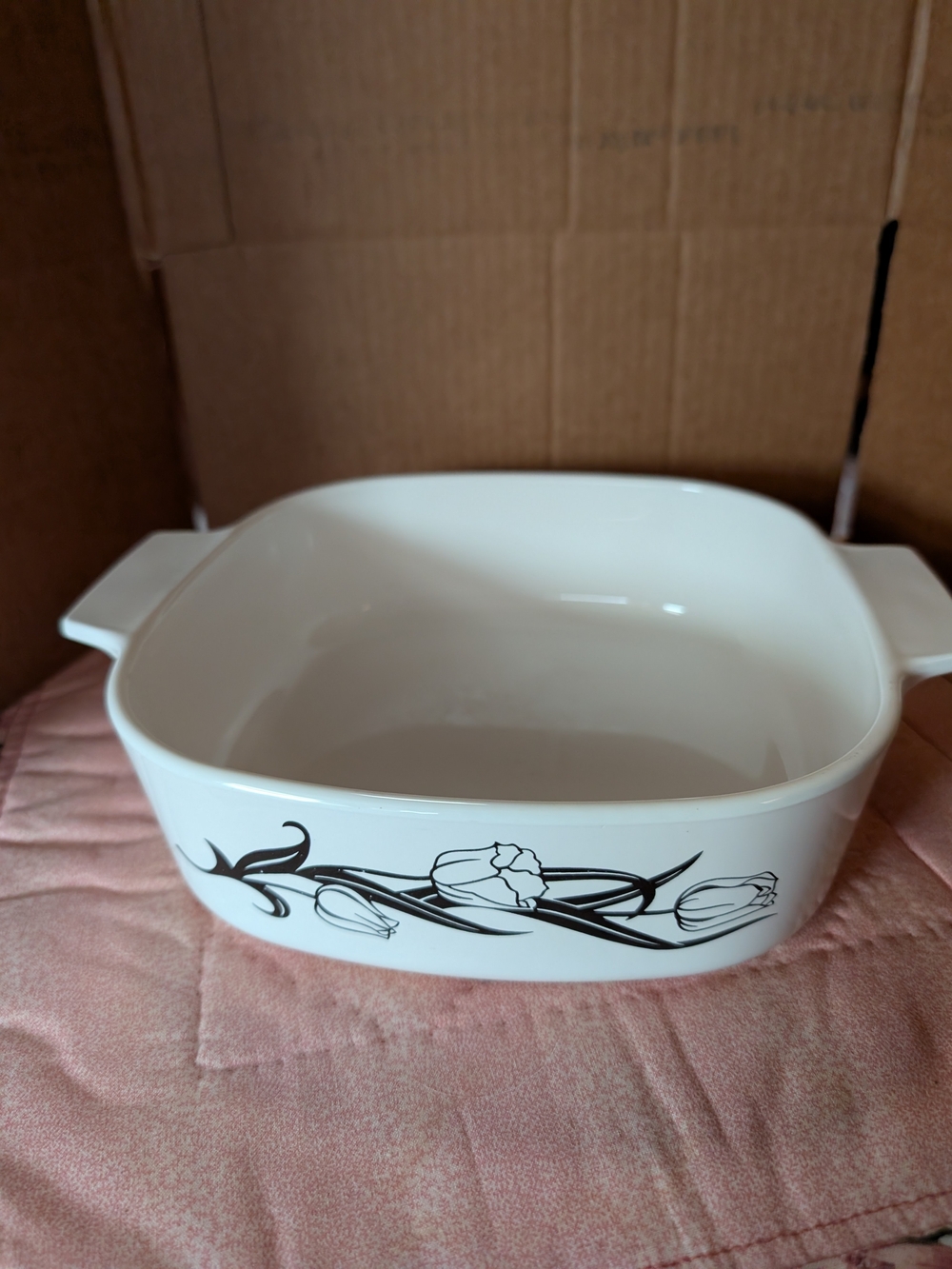 White Ceramic Floral Casserole Dish